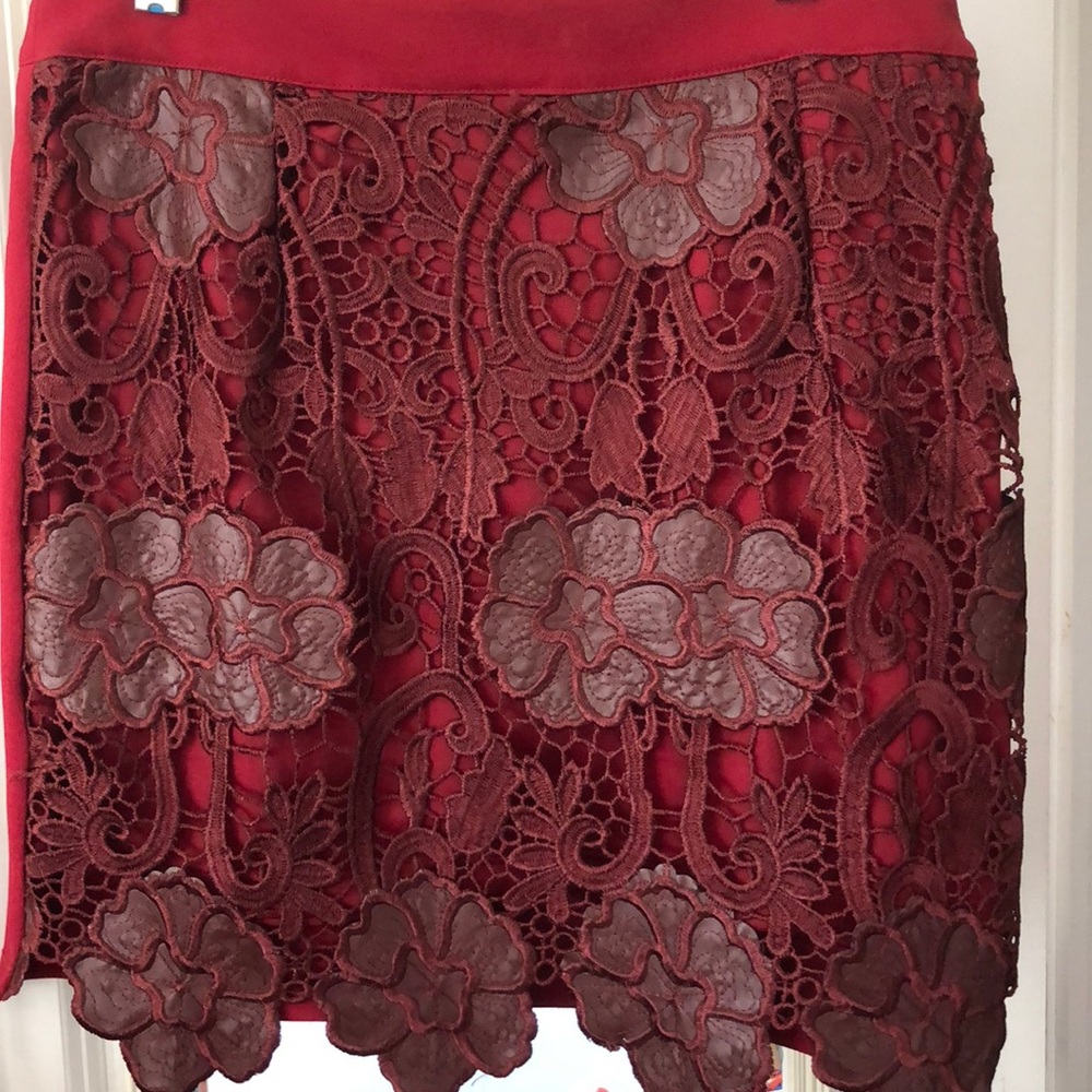 Burgundy /dark red skirt